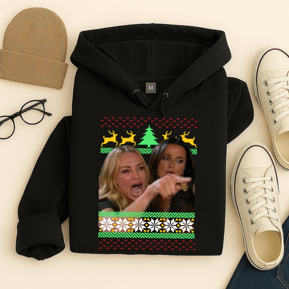 Yelling At A Cat Ugly Christmas Sweater Meme Hoodie