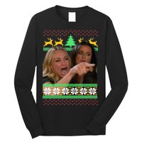 Yelling At A Cat Ugly Christmas Sweater Meme Long Sleeve Shirt