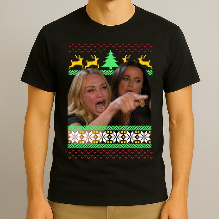Yelling At A Cat Ugly Christmas Sweater Meme T-Shirt