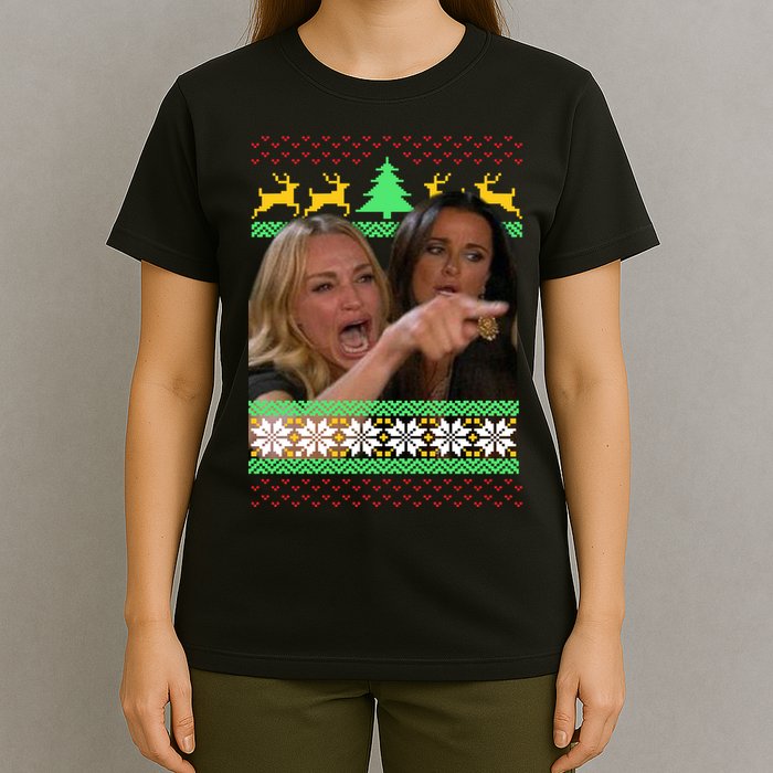Yelling At A Cat Ugly Christmas Sweater Meme T-Shirt