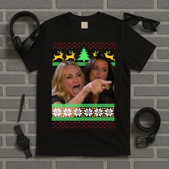 Yelling At A Cat Ugly Christmas Sweater Meme T-Shirt