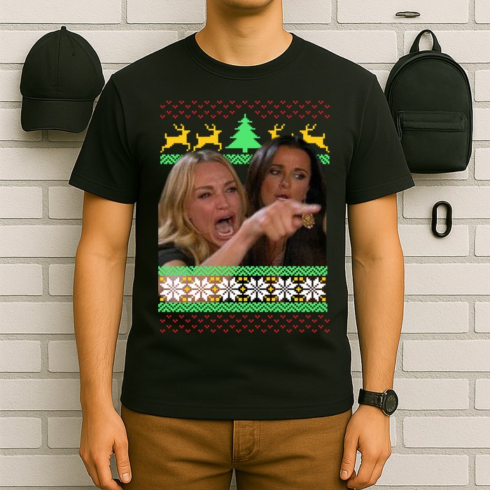 Yelling At A Cat Ugly Christmas Sweater Meme T-Shirt