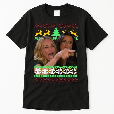 Yelling At A Cat Ugly Christmas Sweater Meme Tall T-Shirt