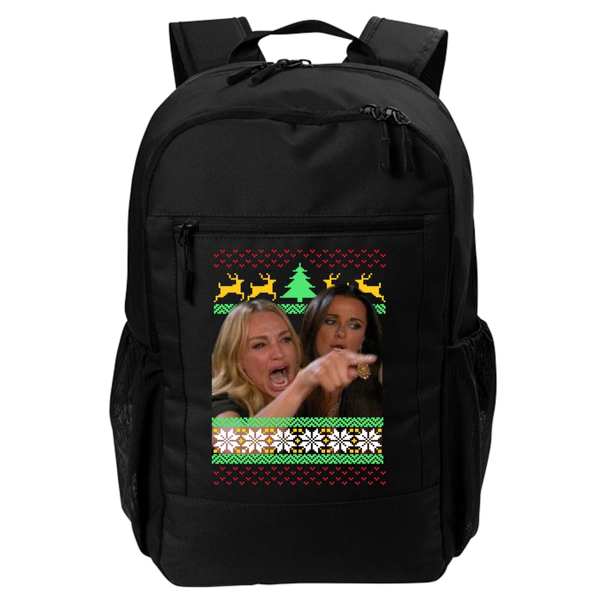 Yelling At A Cat Ugly Christmas Sweater Meme Backpack
