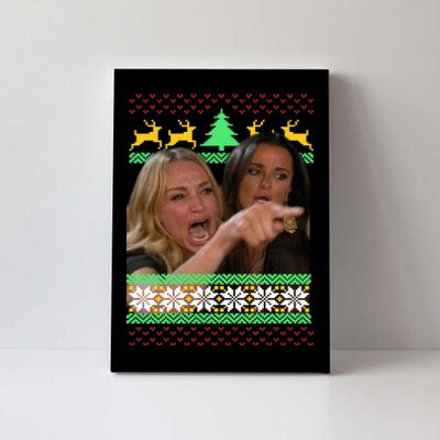 Yelling At A Cat Ugly Christmas Sweater Meme Canvas