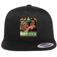Yelling At A Cat Ugly Christmas Sweater Meme Flatbill Hat