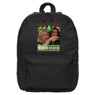 Yelling At A Cat Ugly Christmas Sweater Meme 16 in Basic Backpack
