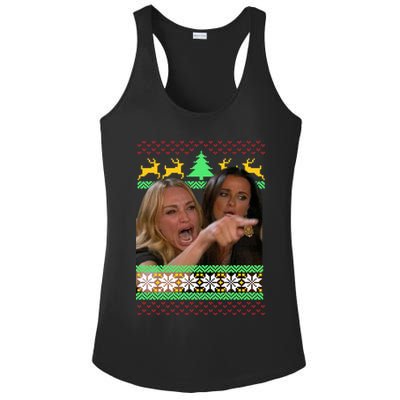 Yelling At A Cat Ugly Christmas Sweater Meme Ladies PosiCharge Competitor Racerback Tank