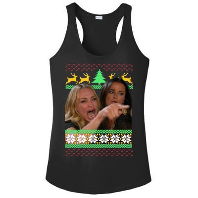 Yelling At A Cat Ugly Christmas Sweater Meme Ladies PosiCharge Competitor Racerback Tank