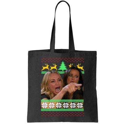 Yelling At A Cat Ugly Christmas Sweater Meme Bag