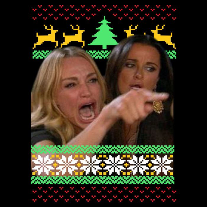Yelling At A Cat Ugly Christmas Sweater Meme Magnet