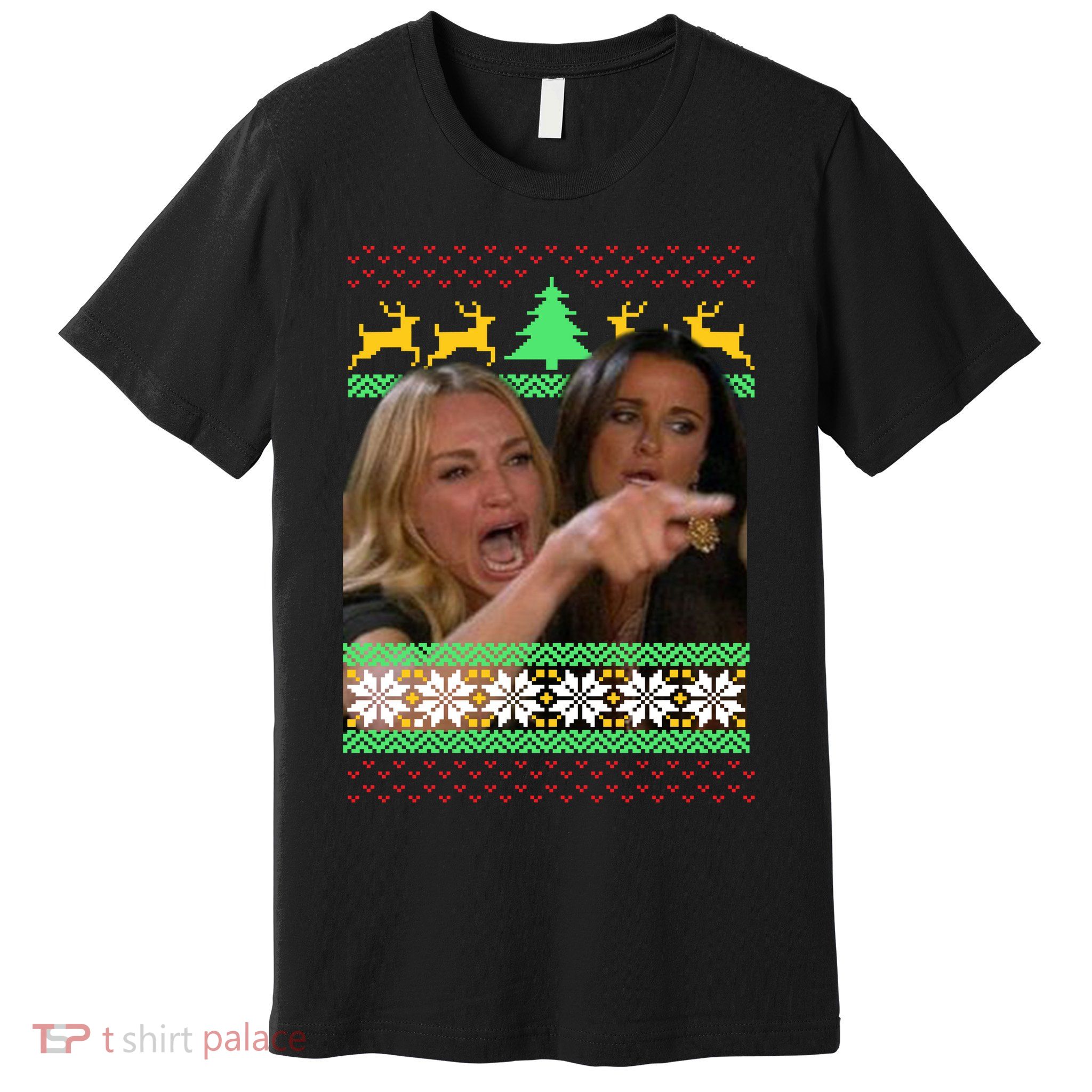 Yelling At A Cat Ugly Christmas Sweater Meme Premium T-Shirt