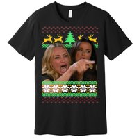 Yelling At A Cat Ugly Christmas Sweater Meme Premium T-Shirt