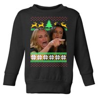 Yelling At A Cat Ugly Christmas Sweater Meme Toddler Sweatshirt