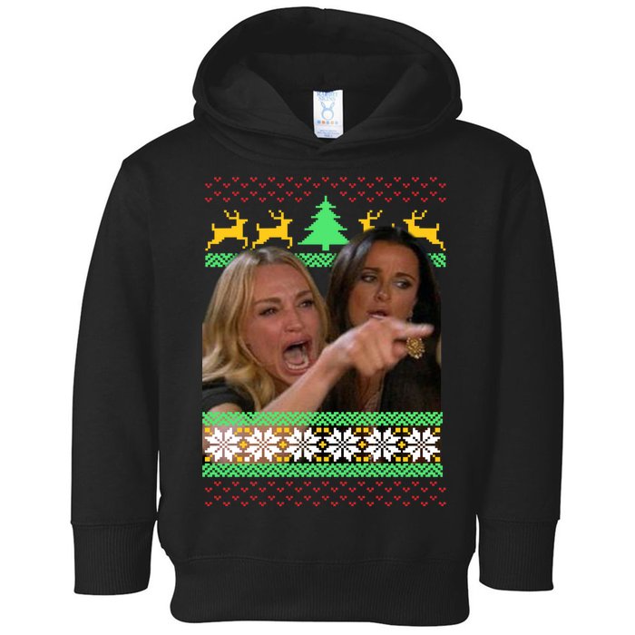 Yelling At A Cat Ugly Christmas Sweater Meme Toddler Hoodie