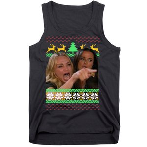 Yelling At A Cat Ugly Christmas Sweater Meme Tank Top