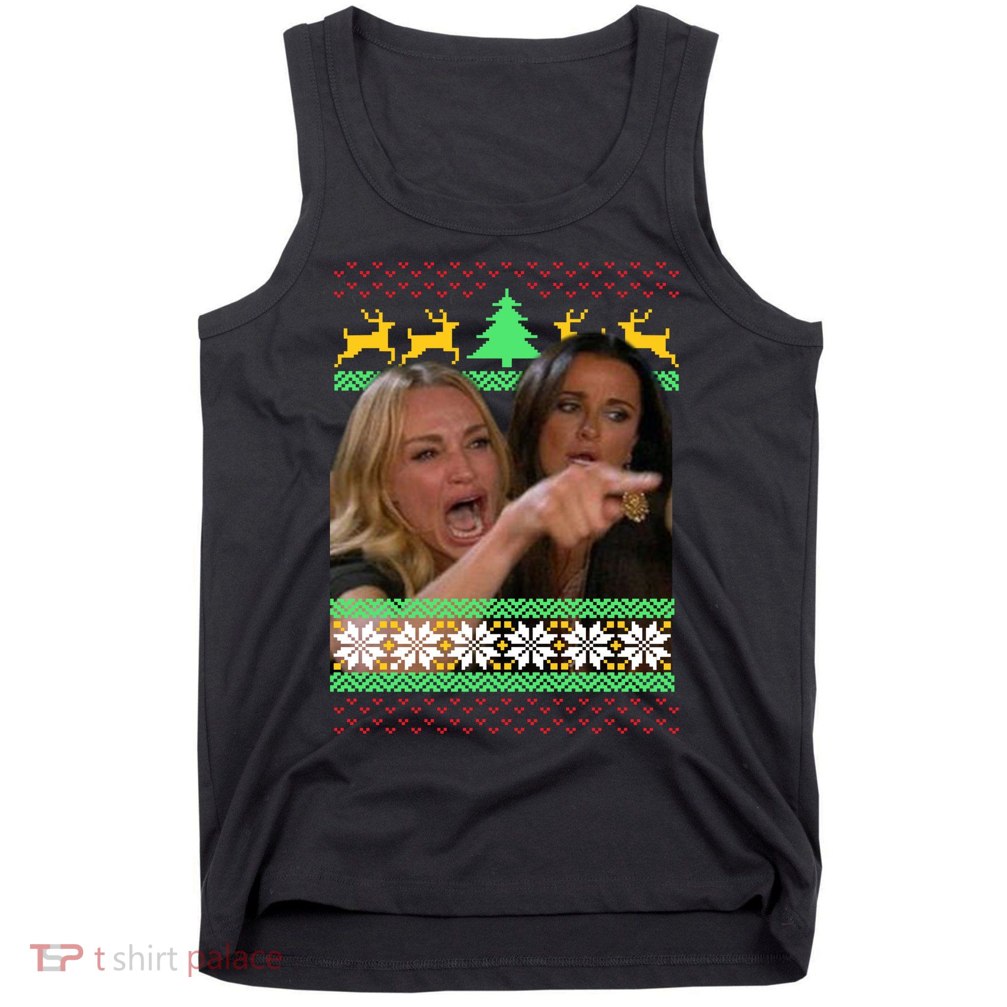 Yelling At A Cat Ugly Christmas Sweater Meme Tank Top