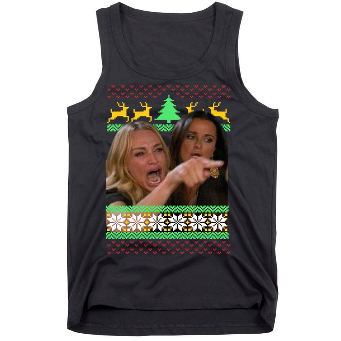 Yelling At A Cat Ugly Christmas Sweater Meme Tank Top