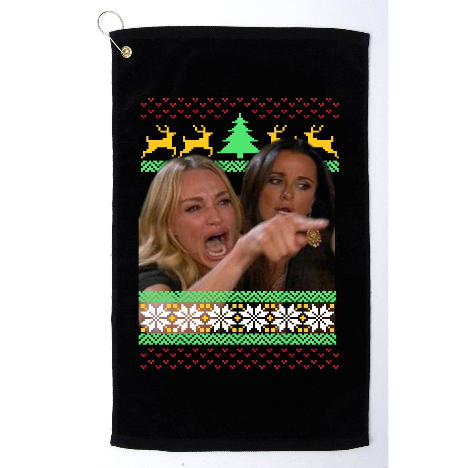 Yelling At A Cat Ugly Christmas Sweater Meme Golf Towel