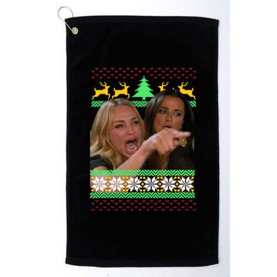 Yelling At A Cat Ugly Christmas Sweater Meme Platinum Collection Golf Towel