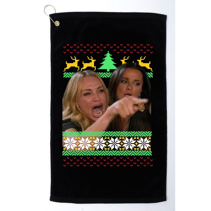 Yelling At A Cat Ugly Christmas Sweater Meme Golf Towel