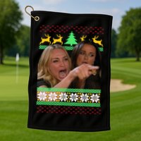 Yelling At A Cat Ugly Christmas Sweater Meme Golf Towel
