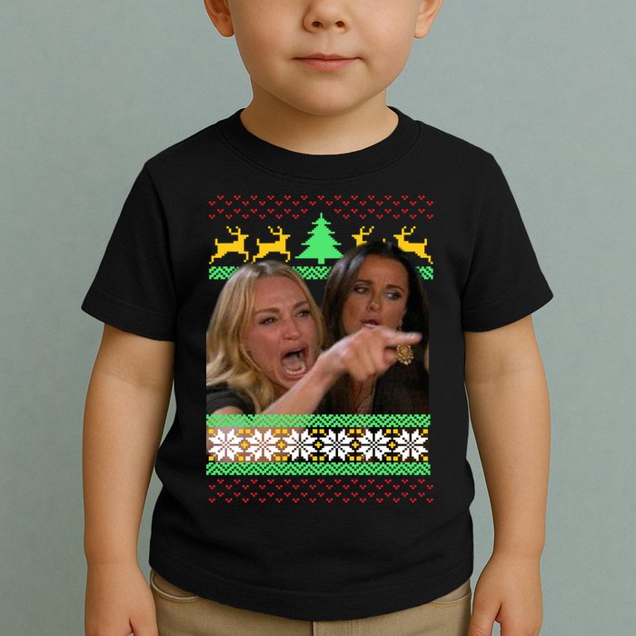 Yelling At A Cat Ugly Christmas Sweater Meme Toddler T-Shirt
