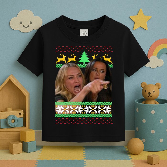 Yelling At A Cat Ugly Christmas Sweater Meme Toddler T-Shirt