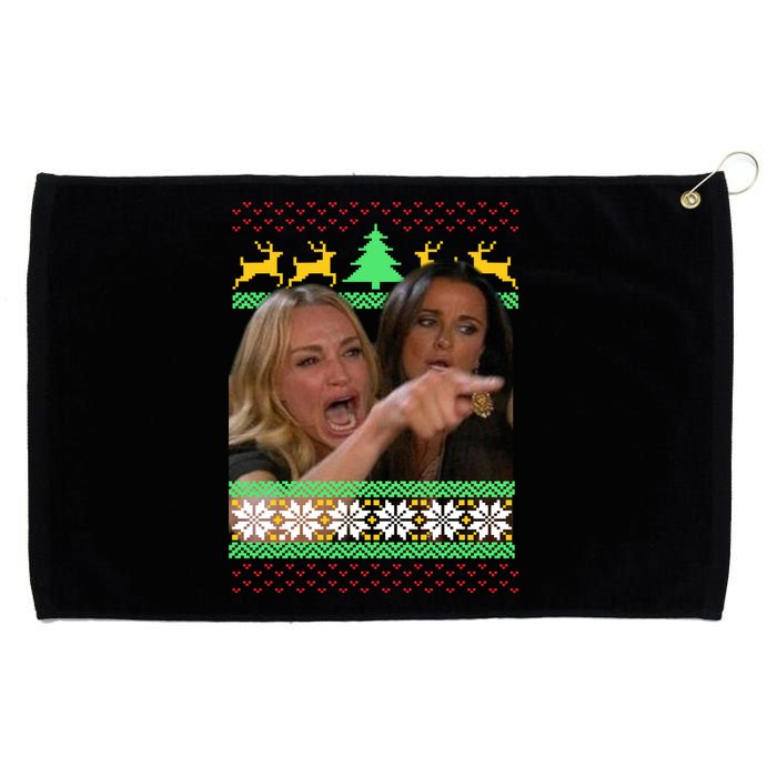 Yelling At A Cat Ugly Christmas Sweater Meme Grommeted Golf Towel