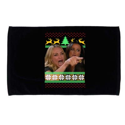 Yelling At A Cat Ugly Christmas Sweater Meme Microfiber Hand Towel