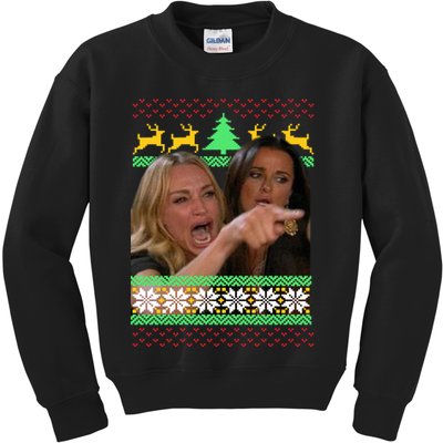 Yelling At A Cat Ugly Christmas Sweater Meme Kids Sweatshirt