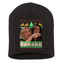 Yelling At A Cat Ugly Christmas Sweater Meme Short Acrylic Beanie