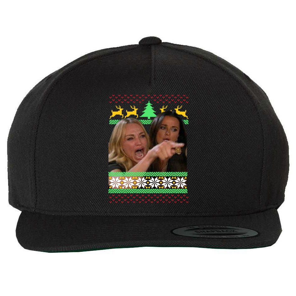 Yelling At A Cat Ugly Christmas Sweater Meme Wool Snapback Cap