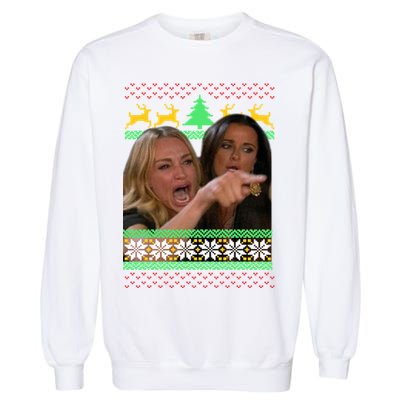 Yelling At A Cat Ugly Christmas Sweater Meme Garment-Dyed Sweatshirt