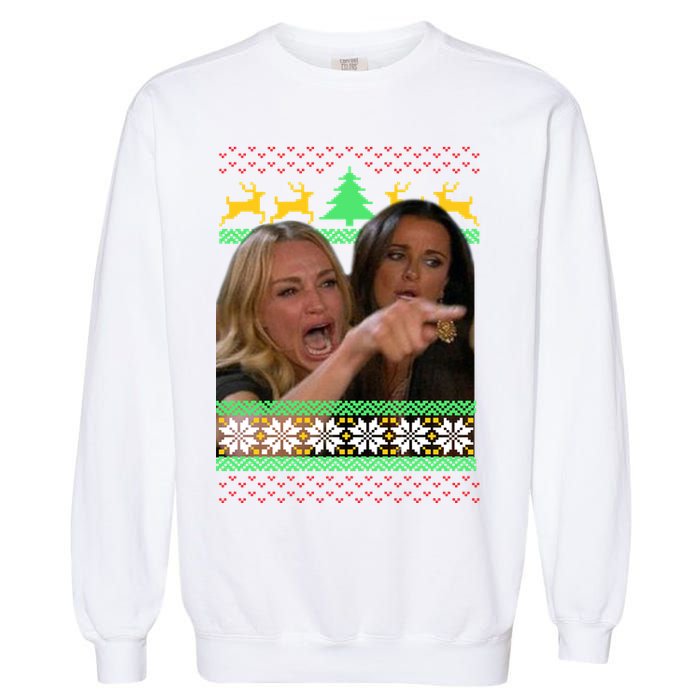 Yelling At A Cat Ugly Christmas Sweater Meme Garment-Dyed Sweatshirt