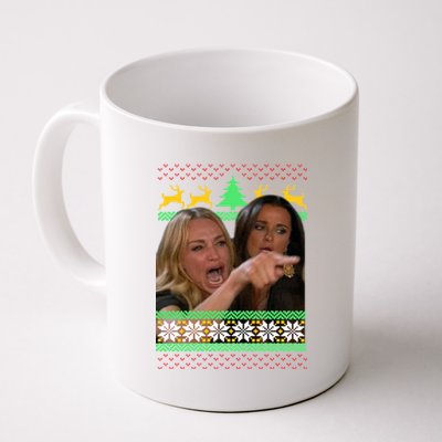 Yelling At A Cat Ugly Christmas Sweater Meme Coffee Mug