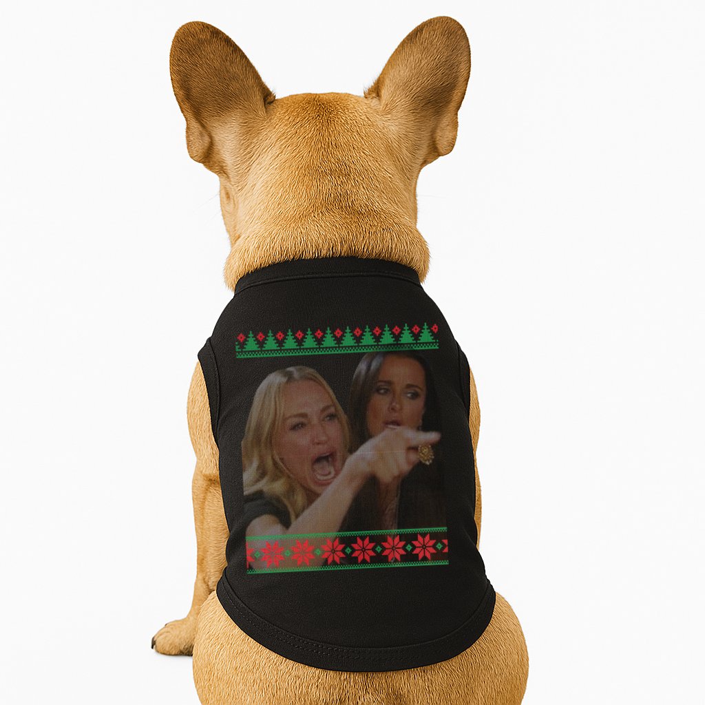 Yelling At Cat Meme Funny Ugly Christmas Doggie Tank