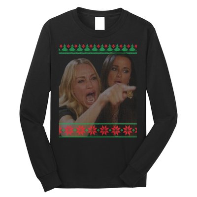 Yelling At Cat Meme Funny Ugly Christmas Long Sleeve Shirt