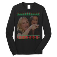 Yelling At Cat Meme Funny Ugly Christmas Long Sleeve Shirt