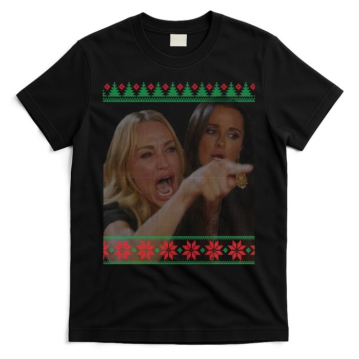 Yelling At Cat Meme Funny Ugly Christmas T-Shirt