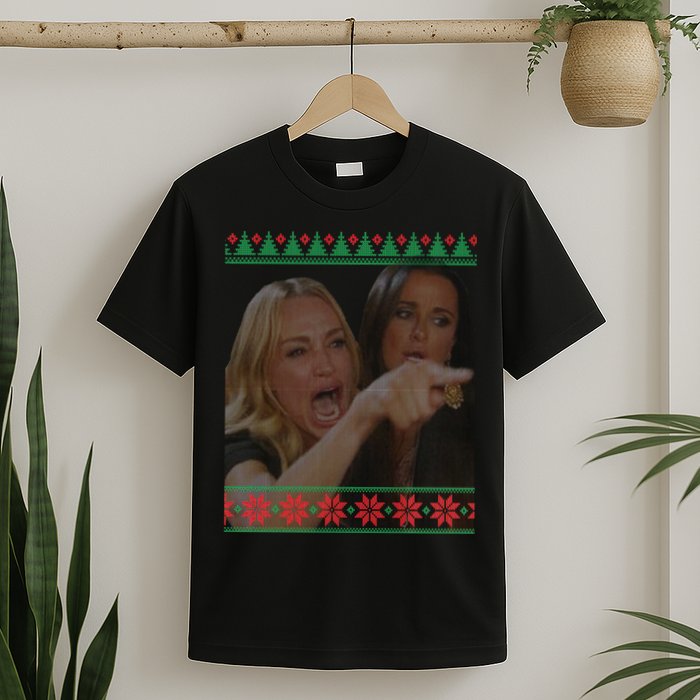 Yelling At Cat Meme Funny Ugly Christmas T-Shirt