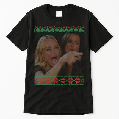 Yelling At Cat Meme Funny Ugly Christmas Tall T-Shirt