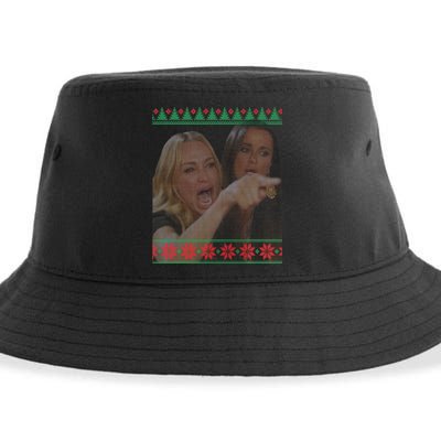 Yelling At Cat Meme Funny Ugly Christmas Sustainable Bucket Hat