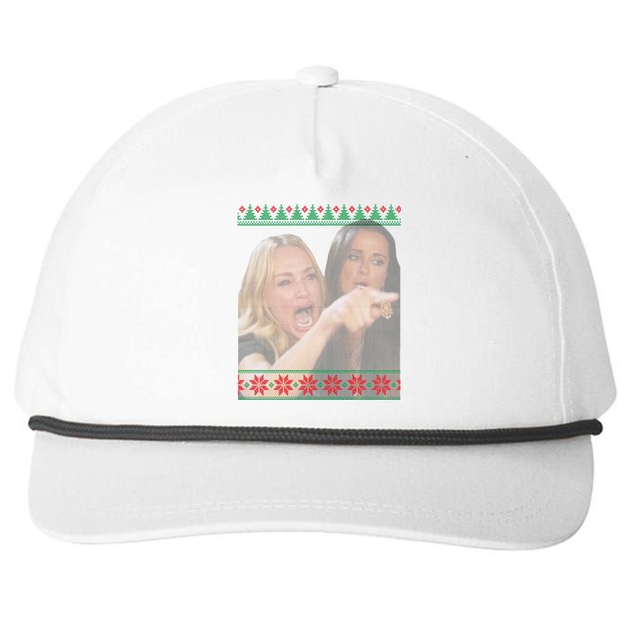 Yelling At Cat Meme Funny Ugly Christmas Snapback Five-Panel Rope Hat