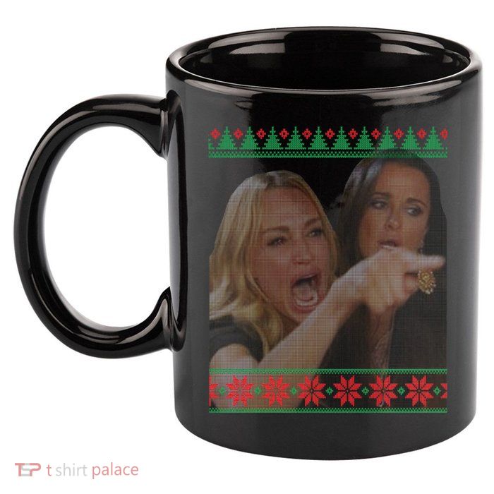 Yelling At Cat Meme Funny Ugly Christmas 11oz C Handle Ceramic Mug