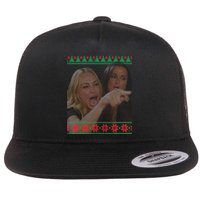 Yelling At Cat Meme Funny Ugly Christmas Flatbill Hat