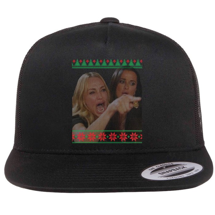 Yelling At Cat Meme Funny Ugly Christmas Flatbill Hat