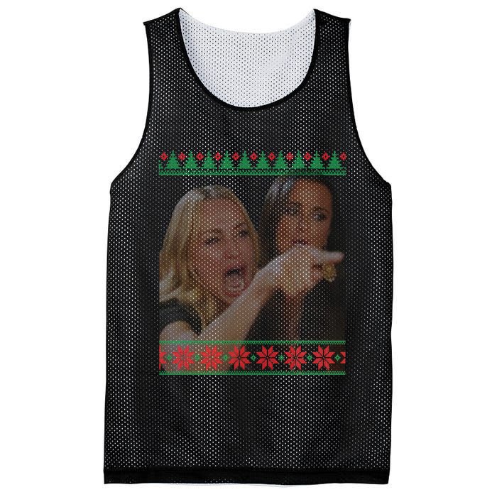 Yelling At Cat Meme Funny Ugly Christmas Mesh Reversible Basketball Jersey Tank