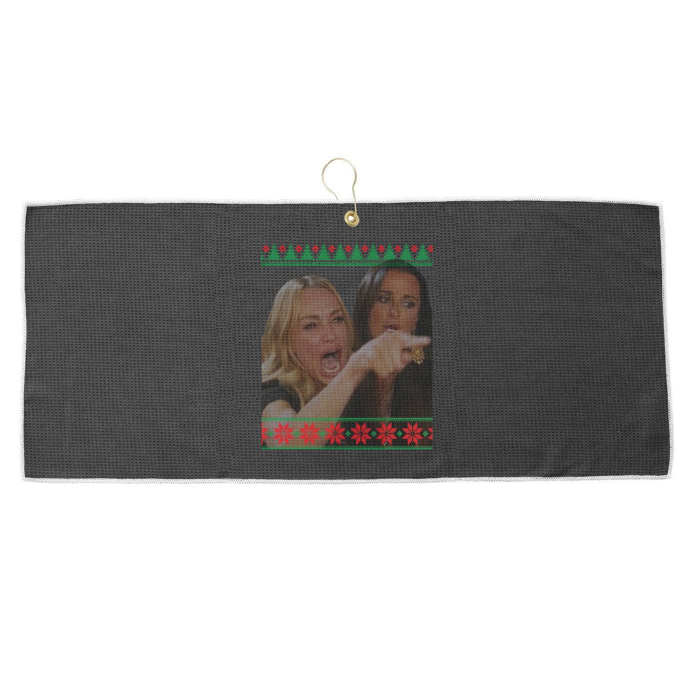 Yelling At Cat Meme Funny Ugly Christmas Large Microfiber Waffle Golf Towel