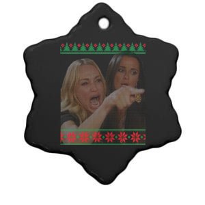 Yelling At Cat Meme Funny Ugly Christmas Ceramic Star Ornament